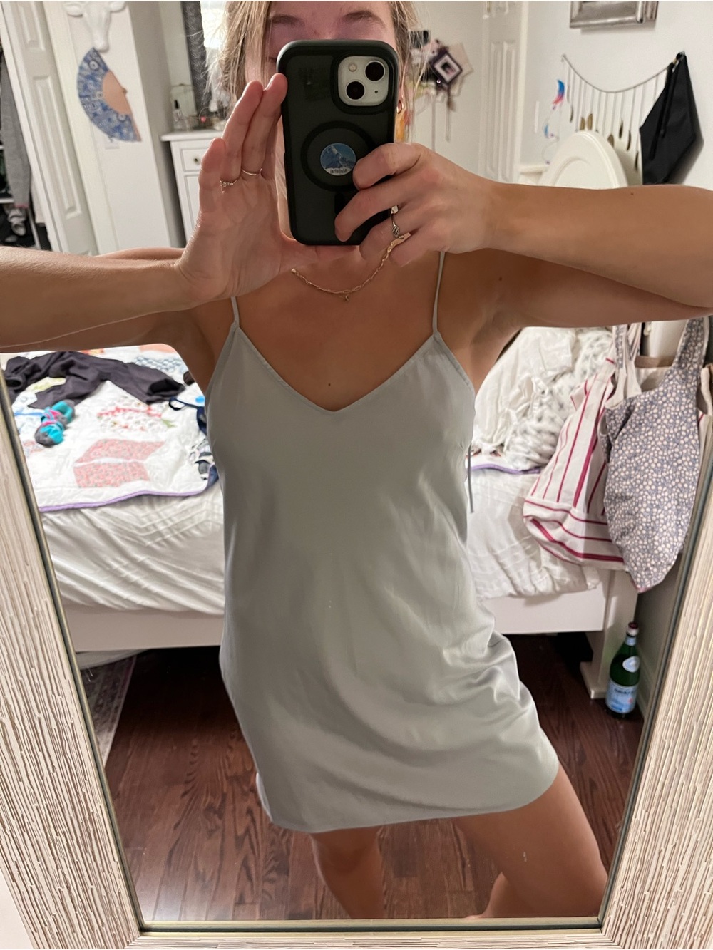 Weekday Silver Slip Mini Dress